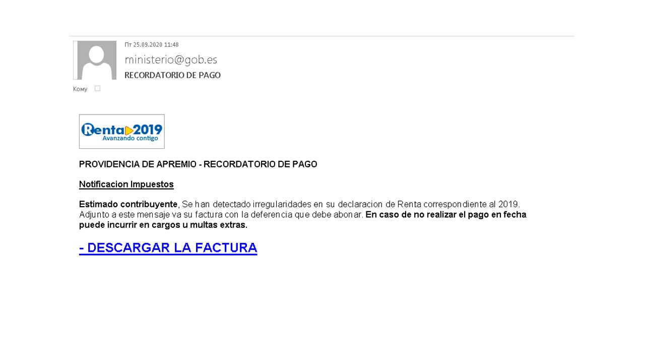 AEAT - phishing - alerta