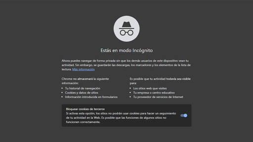 Modo incógnito Google Chrome